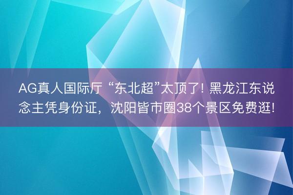AG真人国际厅 “东北超”太顶了! 黑龙江东说念主凭身份证，沈阳皆市圈38个景区免费逛!