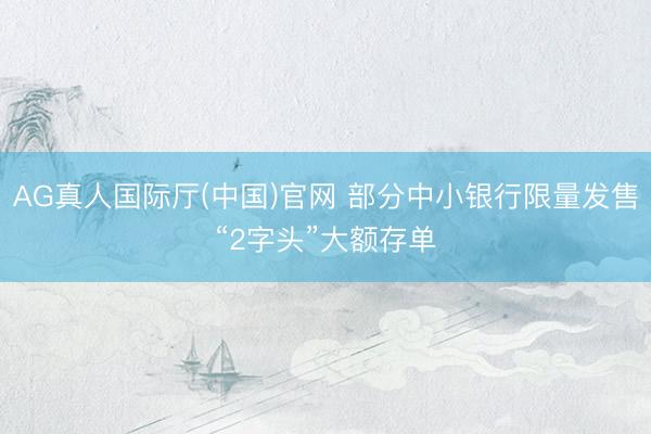 AG真人国际厅(中国)官网 部分中小银行限量发售“2字头”大额存单