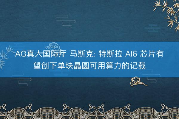 AG真人国际厅 马斯克: 特斯拉 AI6 芯片有望创下单块晶圆可用算力的记载