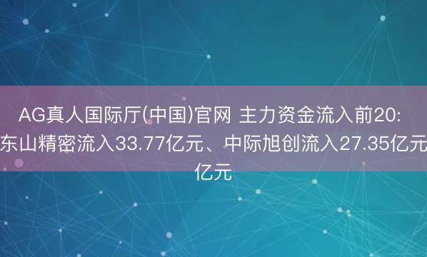 AG真人国际厅(中国)官网 主力资金流入前20: 东山精密流入33.77亿元、中际旭创流入27.35亿元